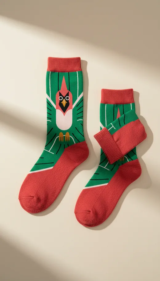 Northern Cardinal sock — Field Geometry design